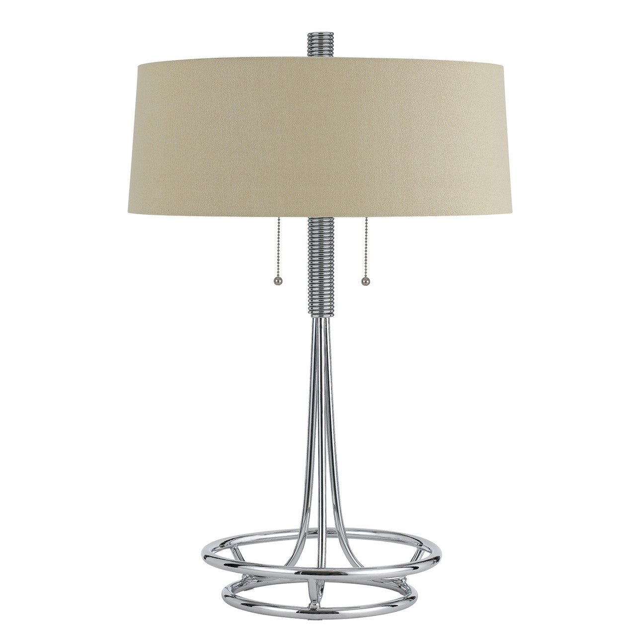 CAL Lighting 60W X 2 Leccemetal Table Lamp With Burlap Shade Chrome BO-2744TB