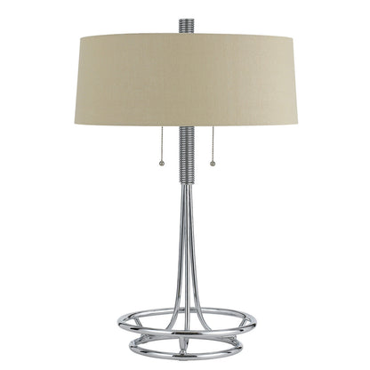 CAL Lighting 60W X 2 Leccemetal Table Lamp With Burlap Shade Chrome BO-2744TB