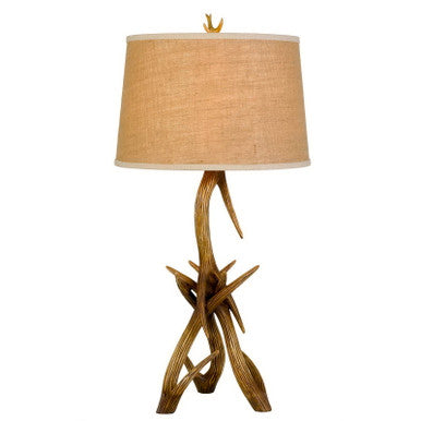 CAL Lighting 150W 3 Way Drummond Antler Resin Table Lamp With Burlap Shade Antler BO-2806TB