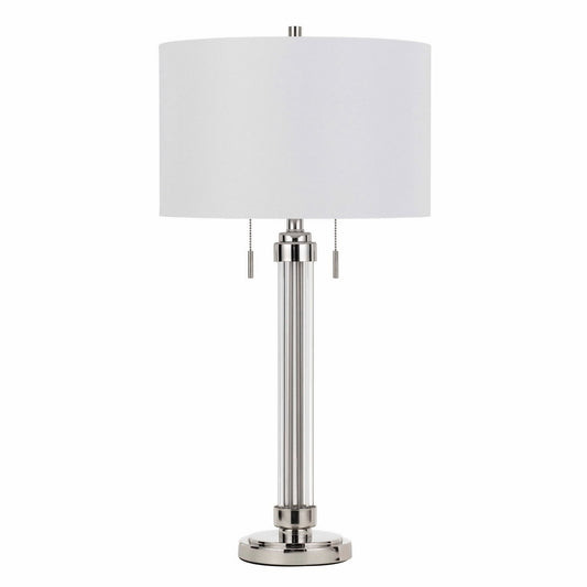 CAL Lighting 60W X 2 Montilla Metal/Acrylic Table Lamp With Fabric Shade Chrome BO-2829TB