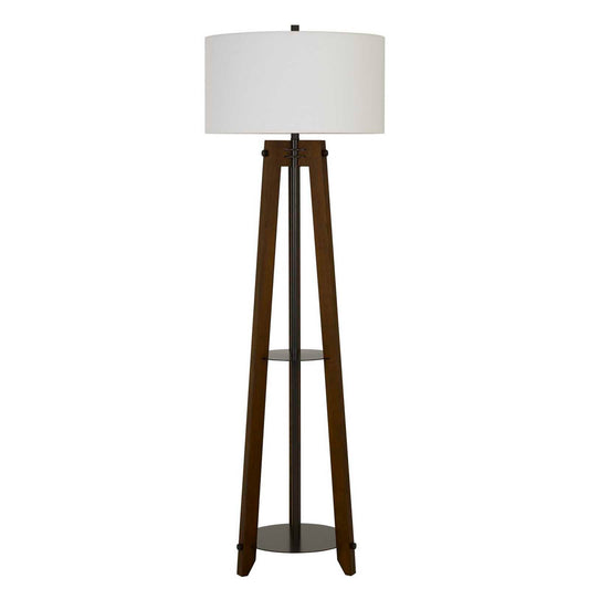 CAL Lighting 150W 3 Way Bilzen Ash Wood Tripod Floor Lamp Walnut BO-2833FL