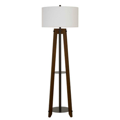 CAL Lighting 150W 3 Way Bilzen Ash Wood Tripod Floor Lamp Walnut BO-2833FL