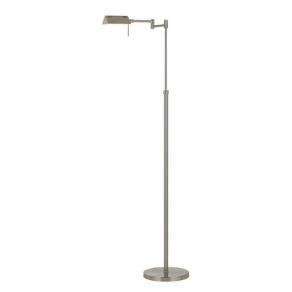 CAL Lighting Clemson Metal LED 10W, 780 Lumen, 3K Pharmacy Swing Arm Adjustable Floor Lamp With Dimmer Switch Brushed Steel BO-2844FL-1-BS