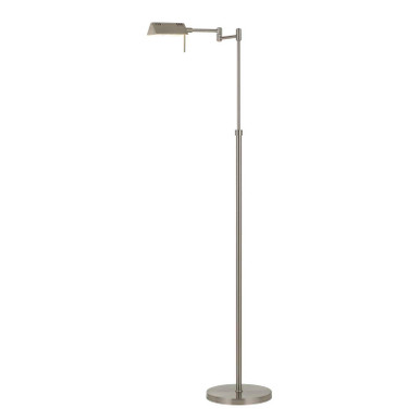 CAL Lighting Clemson Metal LED 10W, 780 Lumen, 3K Pharmacy Swing Arm Adjustable Floor Lamp With Dimmer Switch Brushed Steel BO-2844FL-1-BS