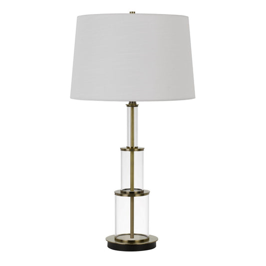 CAL Lighting Brest 150W 3 Way Glass Table Lamp Antique Brass BO-2853TB