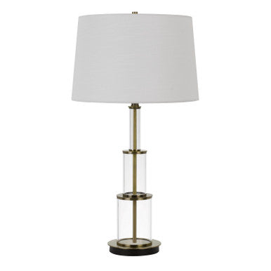 CAL Lighting Brest 150W 3 Way Glass Table Lamp Antique Brass BO-2853TB