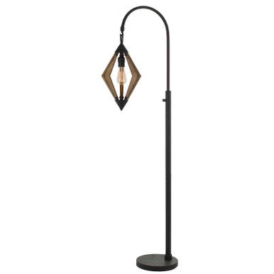 CAL Lighting Valence 60W Metal/Pine Wood Downbridge Floor Lamp (Edison Bulb Included) Black/Wood BO-2856FL