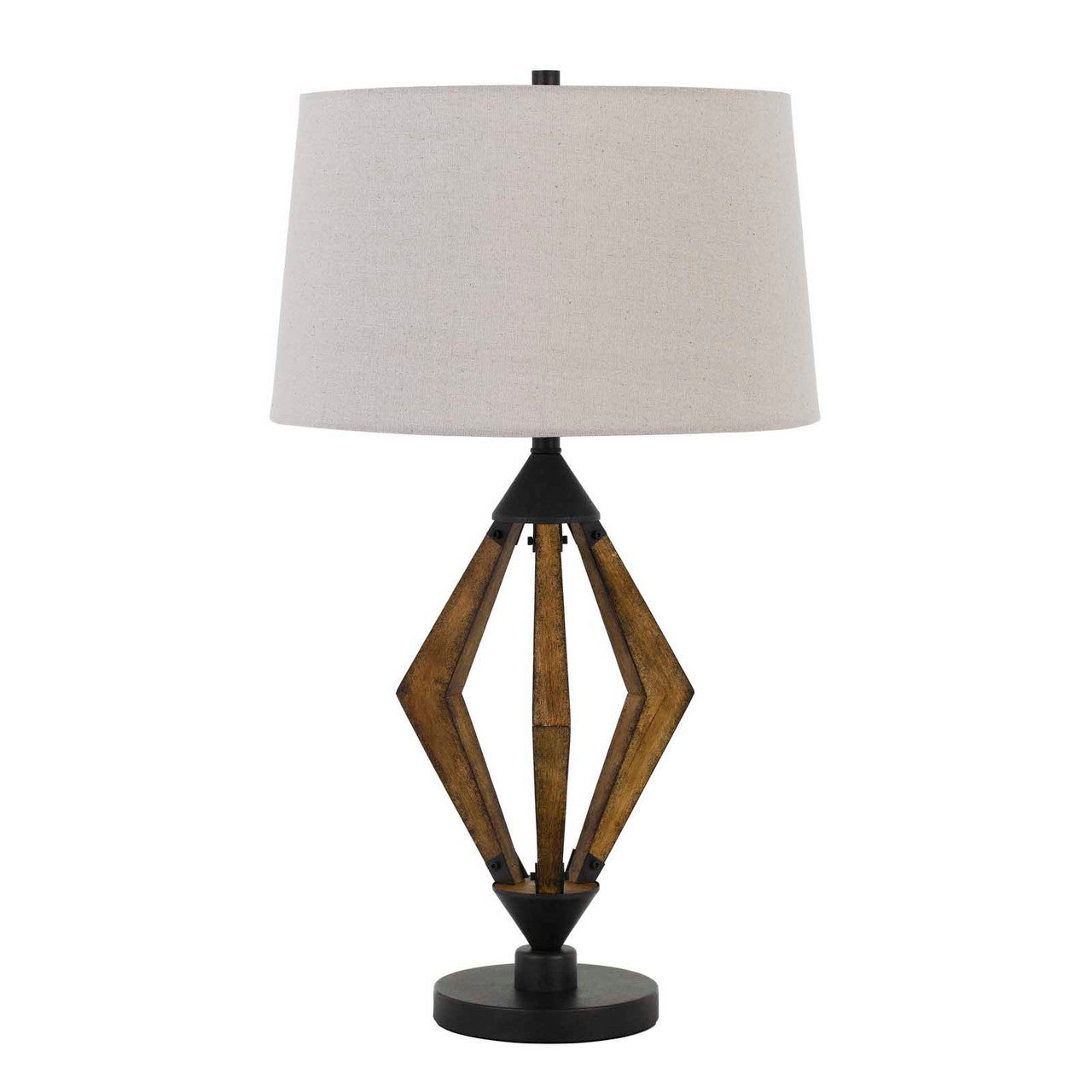 CAL Lighting Valence 150W 3 Way Metal/Pine Wood Table Lamp Black/Wood BO-2856TB