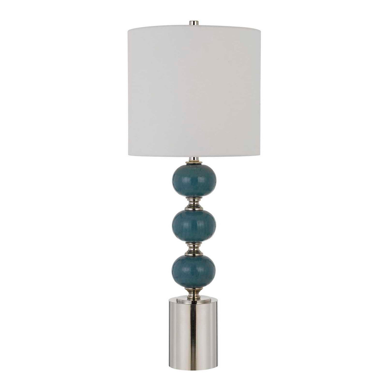 CAL Lighting Malaga 150W 3 Way Ceramic Table Lamps (Sold And Priced As Pairs). Slate Blue/Chrome BO-2865TB-2