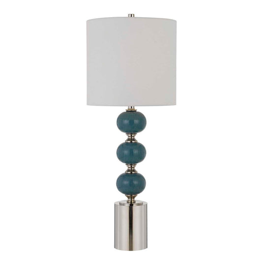 CAL Lighting Malaga 150W 3 Way Ceramic Table Lamps (Sold And Priced As Pairs). Slate Blue/Chrome BO-2865TB-2