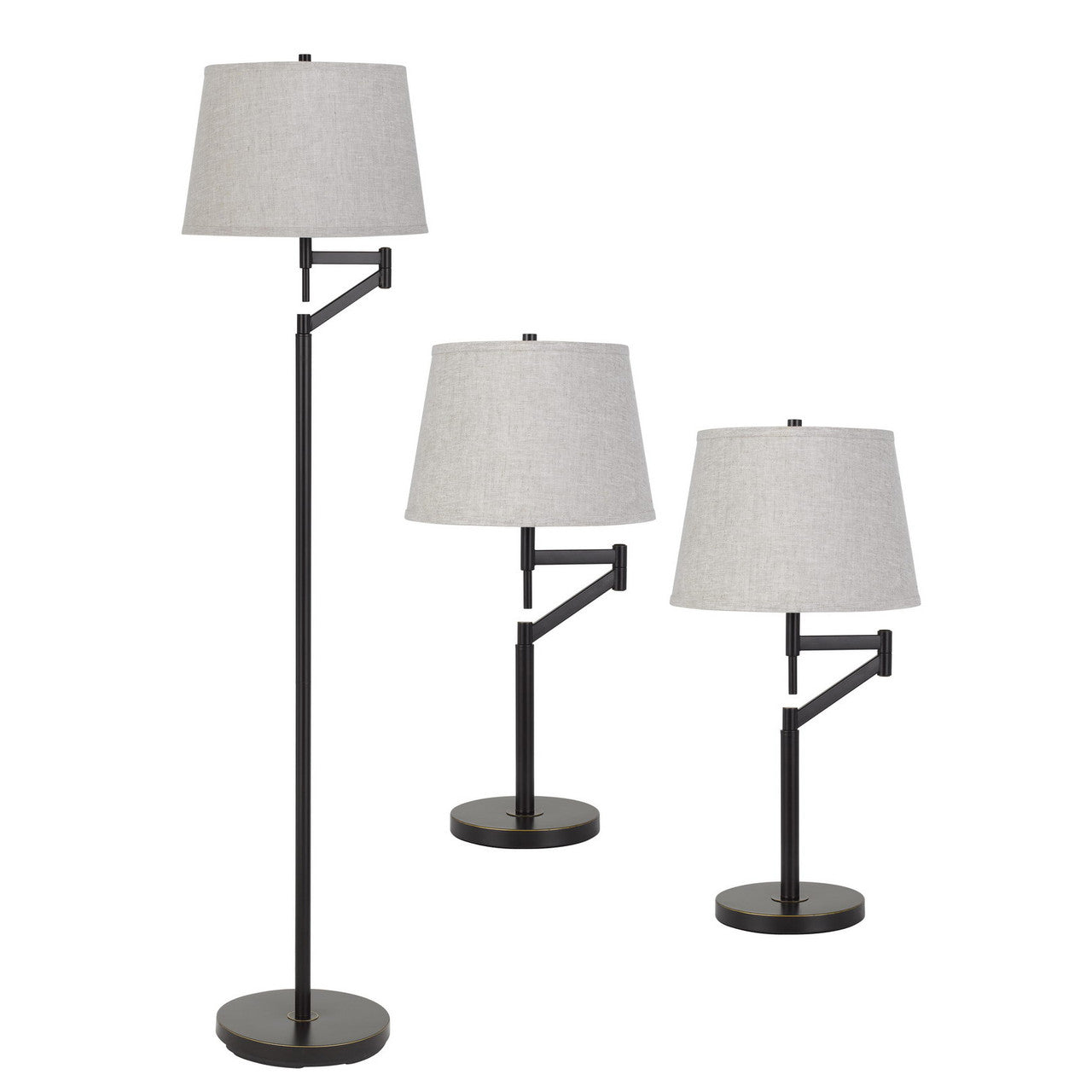 CAL Lighting 3 Pcs Package, 2 X Swing Arm Table Lamp And 1X Swing Arm Floor Lamp All in One Box Dark Bronze BO-2874-3-DB