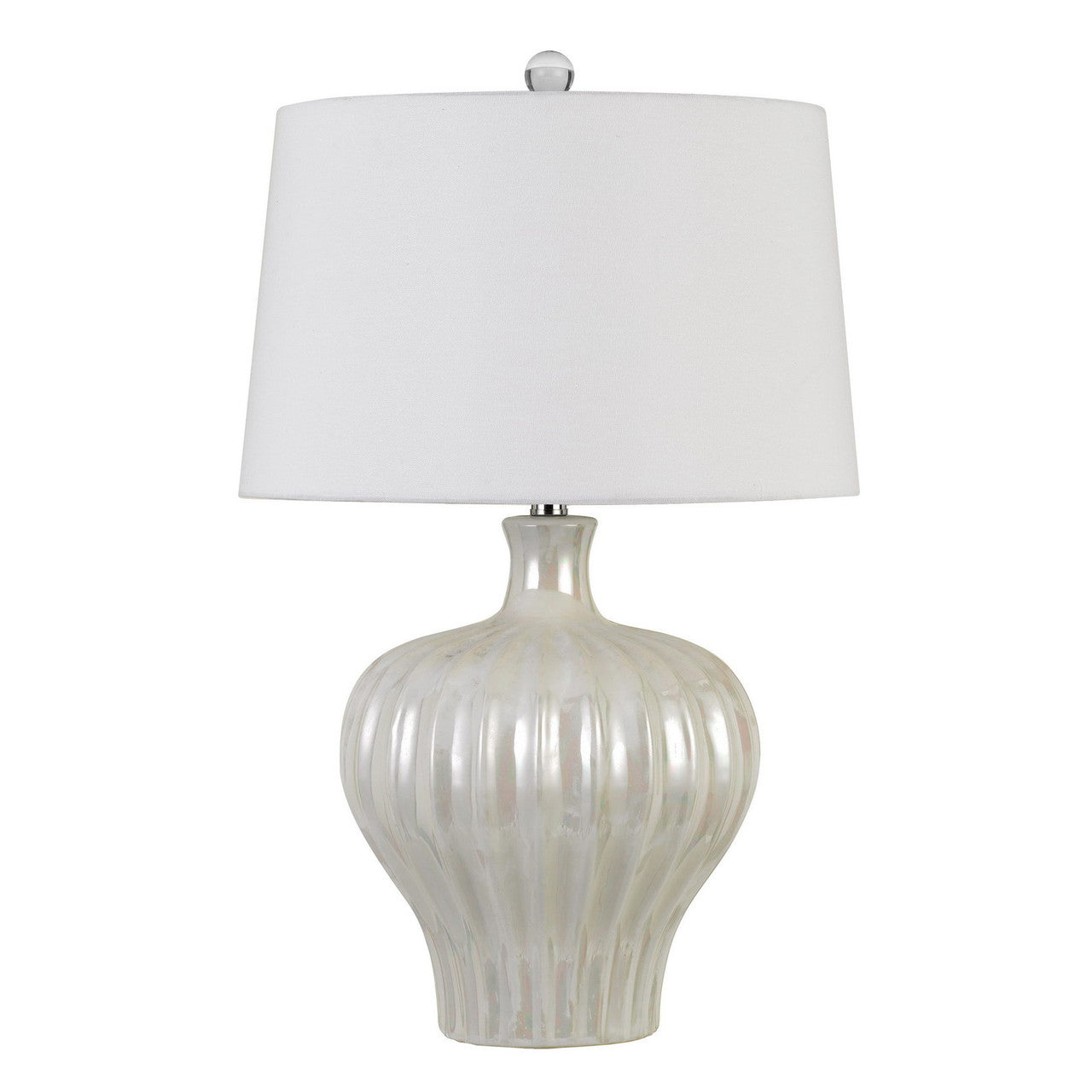 CAL Lighting Afragola Ceramic Table Lamp With Hardback Fabric Shade Pearl BO-2879TB