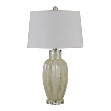 CAL Lighting Rovigo Glass Table Lamp With Hardback Fabric Shade (Sold And Priced As Pairs) Ivory BO-2880TB-2