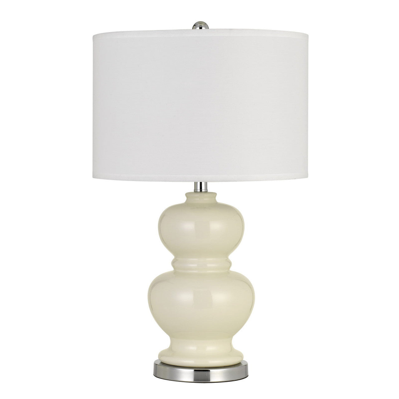 CAL Lighting Bergamo Ceramic Table Lamp With Hardback White Fabric Shade (Sold And Priced As Pairs) Ivory White BO-2884TB-2-WHT