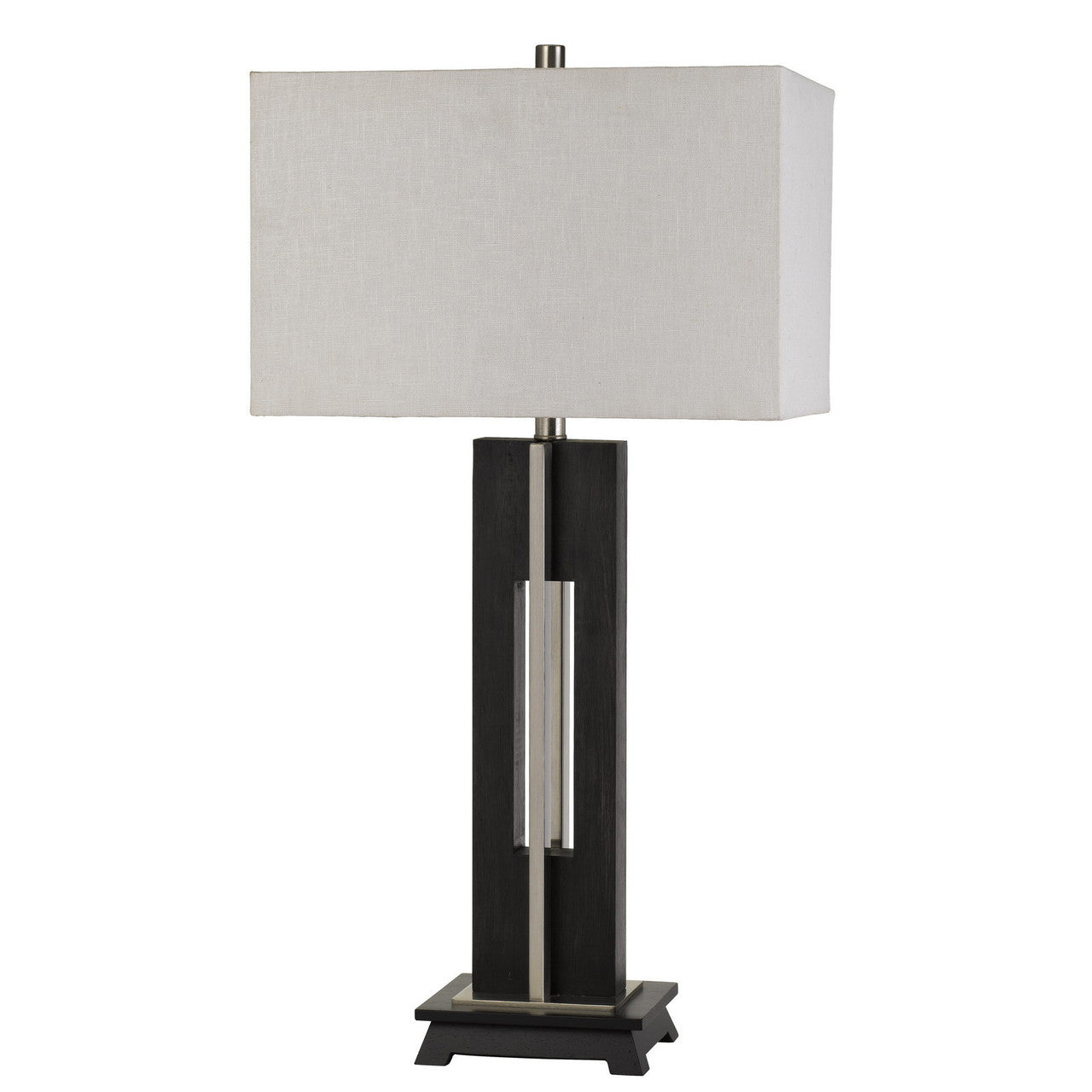 CAL Lighting Glenview Metal/Wood Table Lamp With Rectangular Fabric Shade Black/Expresso BO-2896TB