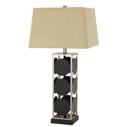 CAL Lighting Hanson Metal Table Lamp With Square Fabric Shade Black/Antique Silver BO-2897TB