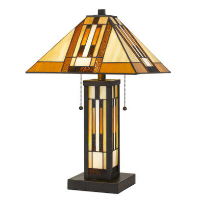 CAL Lighting Tiffany Table Lamp With 7W Night Light Dark Bronze BO-2902TB