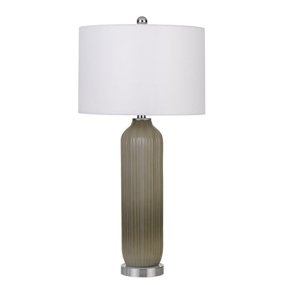 CAL Lighting 150W Catalina Glass Table Lamp With Drum Hardback Fabric Shade  BO-2912TB