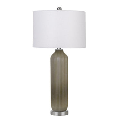 CAL Lighting 150W Catalina Glass Table Lamp With Drum Hardback Fabric Shade  BO-2912TB