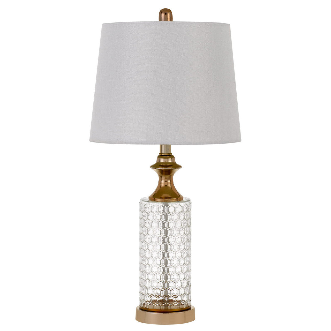 CAL Lighting 100W Breda Glass Table Lamp With Taper Drum Hardback Fabric Shade (Priced And Sold As Pairs)  BO-2959TB-2