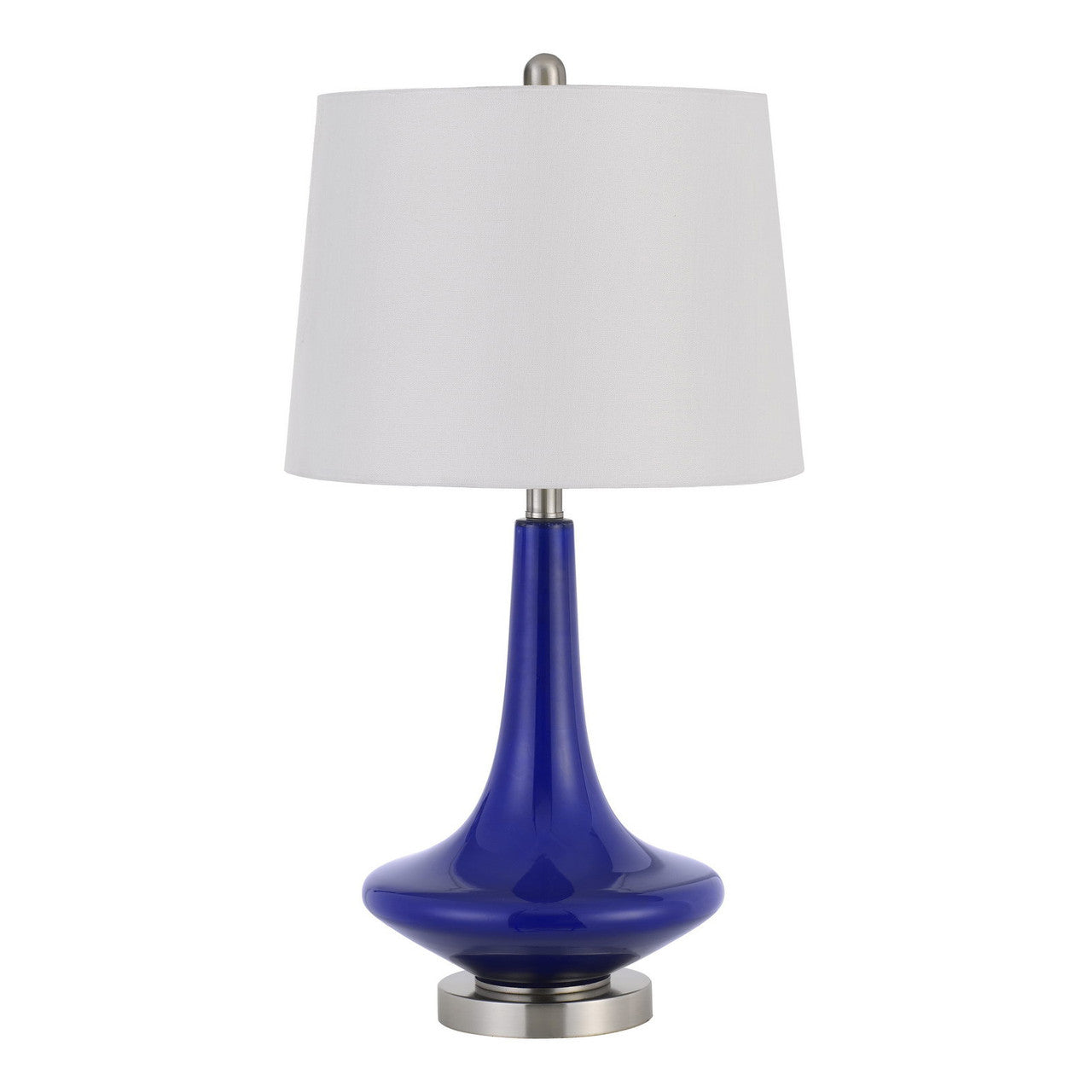 CAL Lighting 100W Kleve Glass Table Lamp With Taper Drum Hardback Linen Shade (Priced And Sold As Pairs)  BO-2960TB-2