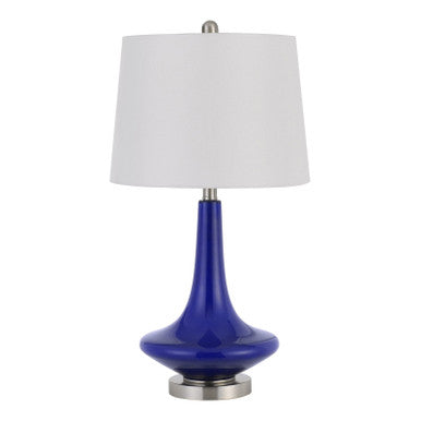 CAL Lighting 100W Kleve Glass Table Lamp With Taper Drum Hardback Linen Shade (Priced And Sold As Pairs)  BO-2960TB-2