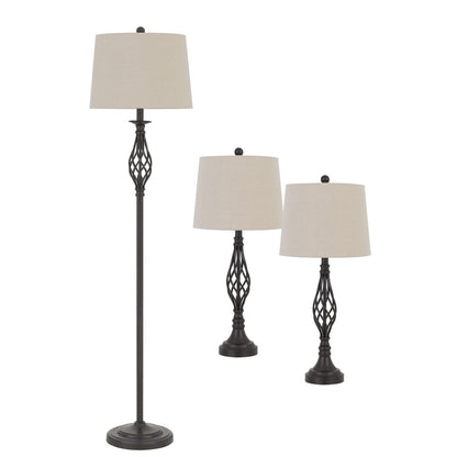 CAL Lighting 100W Table And Floor Lamp. 1 Floor And 2 Table Lamps Packed in One Box  BO-2963-3