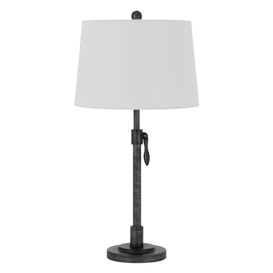 CAL Lighting 150W 3 Way Riverwood adjustable metal table lamp with hardback taper fabric drum shade Antique Silver BO-2979TB