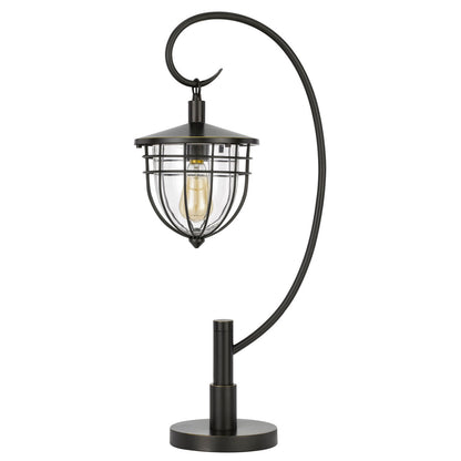 CAL Lighting 60W Alma metal/glass downbridge lantern style table lamp (Edison Bulb Included) Dark Bronze BO-2993DK