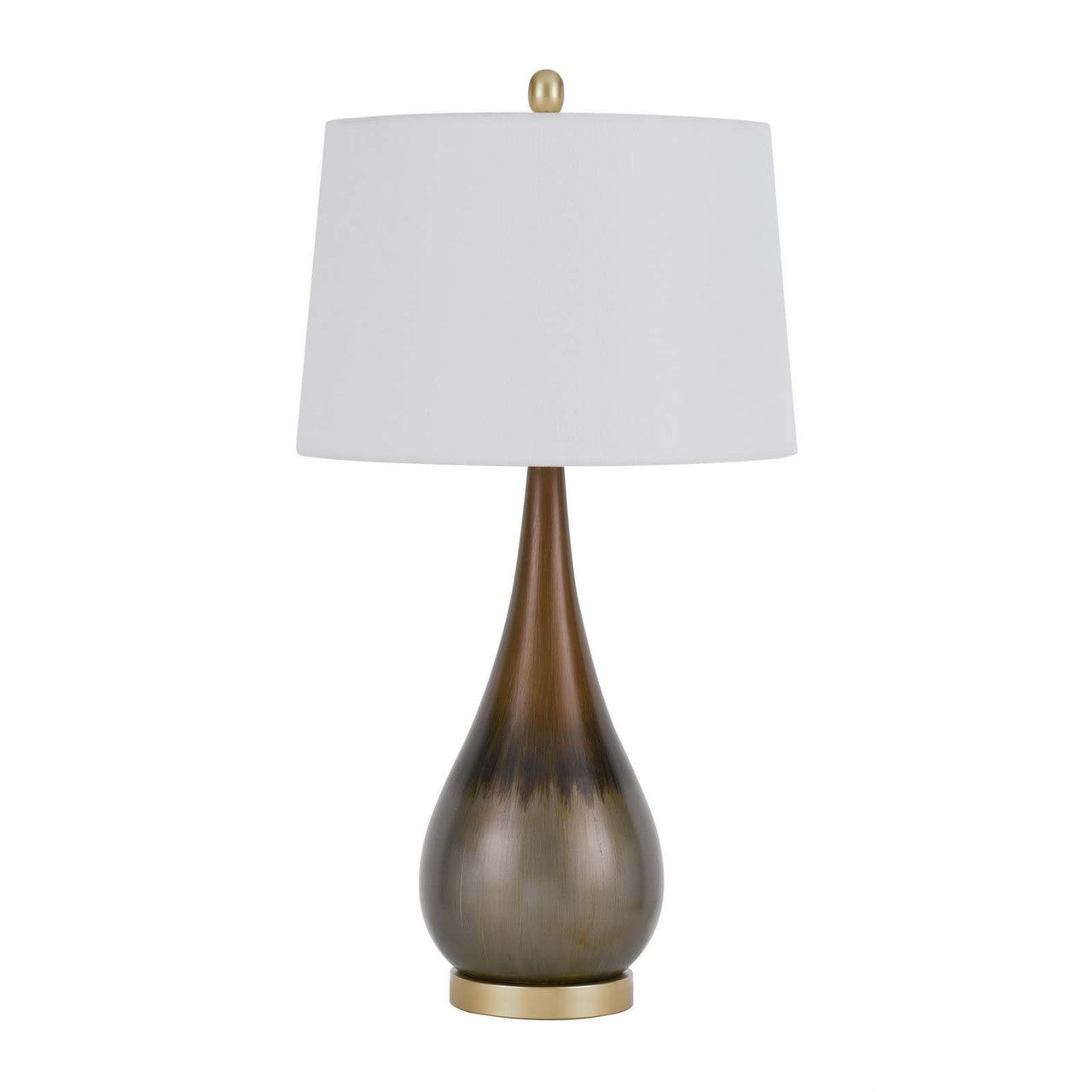 CAL Lighting 150W 3 Way Carmi metal table lamp with hardback taper drum fabric shade Taupe BO-2994TB