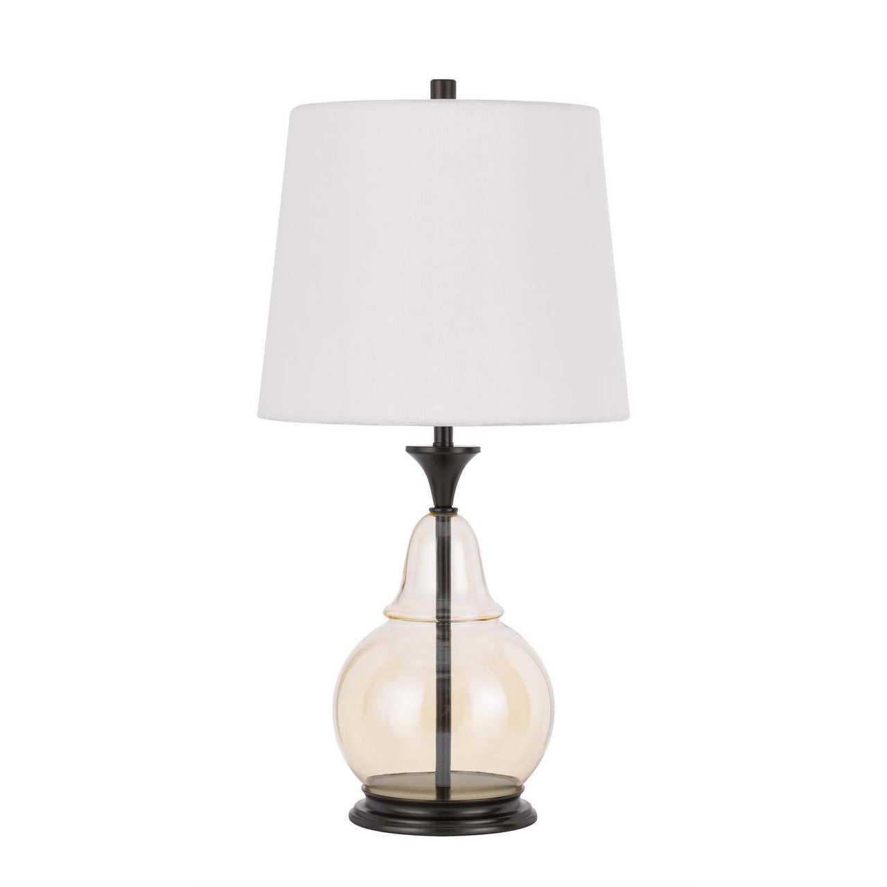 CAL Lighting 150W 3 Way Kittery glass table lamp with hardback fabric shade Clear/Dark Bronze BO-3003TB