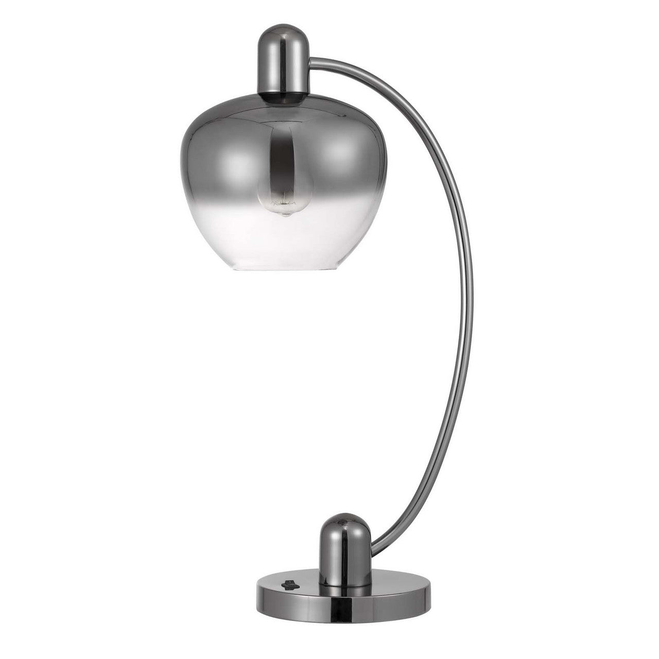 CAL Lighting Brookline metal arc table lamp with electoral plated smoked glass shade and on off rocker switch Gun metal BO-3006TB