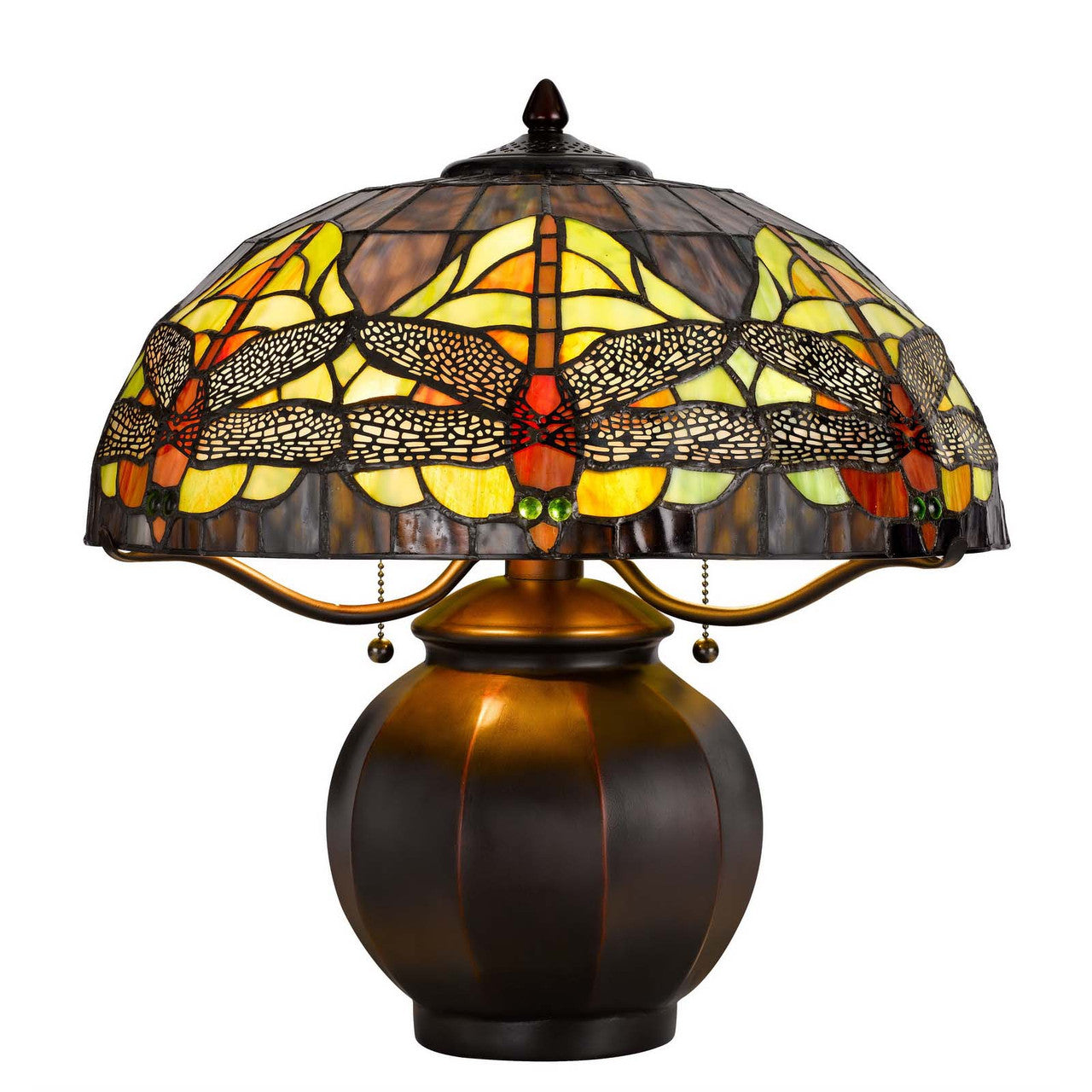 CAL Lighting 60W x 2 Tiffany table lamp with pull chain switch with metal lamp body Tiffany BO-3012TB