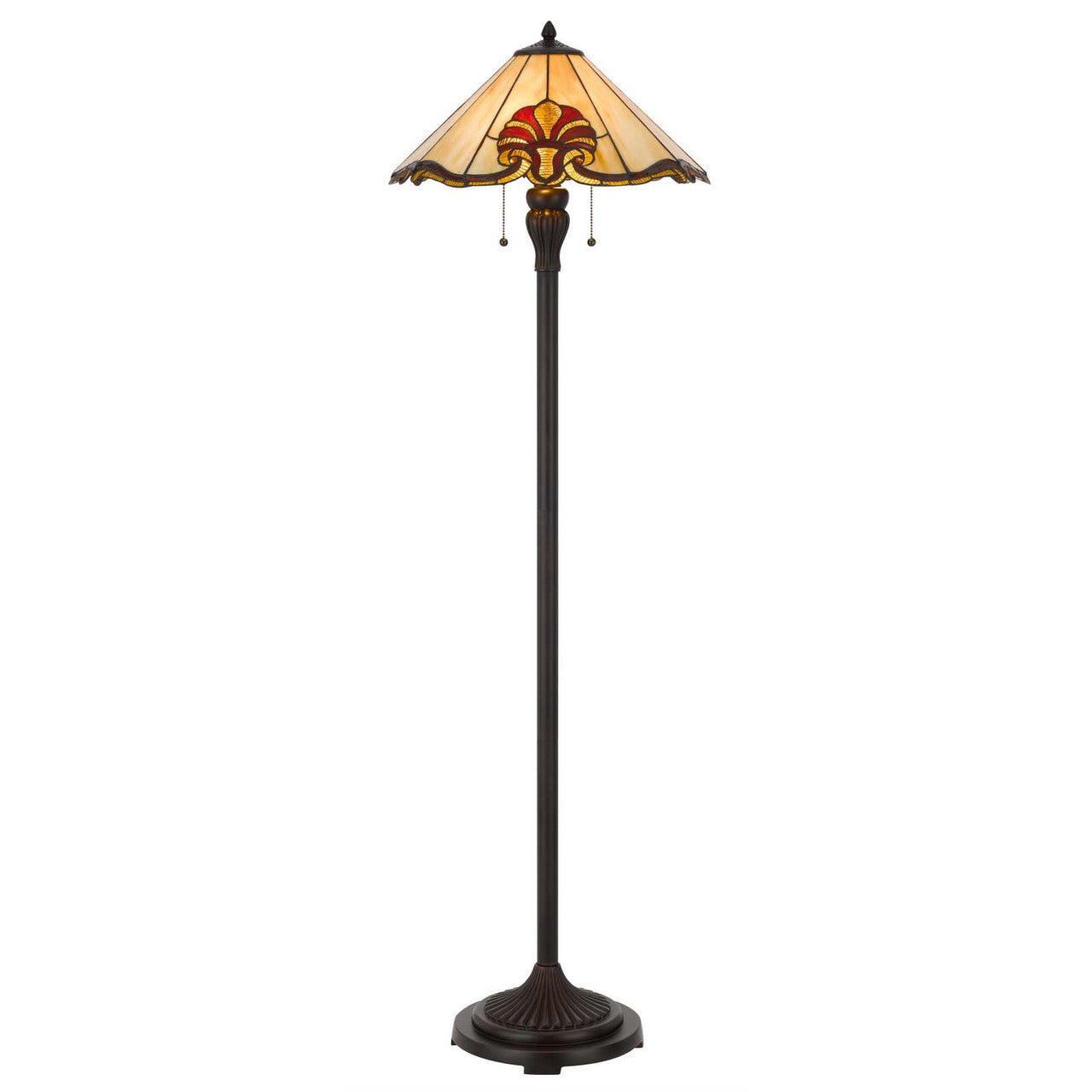 CAL Lighting 60W x 2 Tiffany table lamp with pull chain switch with metal and resin lamp body Tiffany BO-3015FL