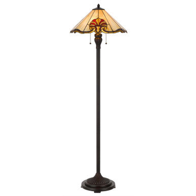 CAL Lighting 60W x 2 Tiffany table lamp with pull chain switch with metal and resin lamp body Tiffany BO-3015FL