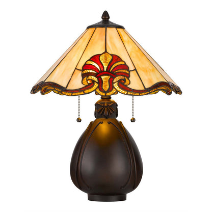 CAL Lighting 60W x 2 Tiffany table lamp with pull chain switch with resin lamp body BO-3015TB