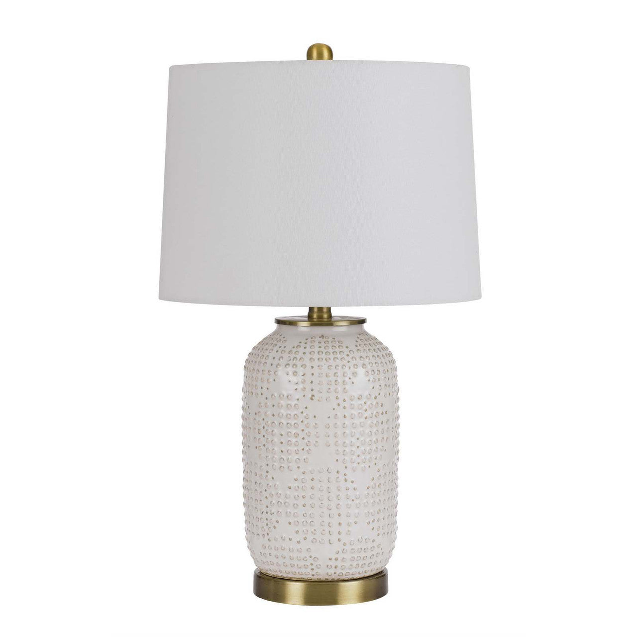 CAL Lighting 150W 3 Way Sedalia ceramic table lamp with hardback fabric shade Ivory BO-3022TB