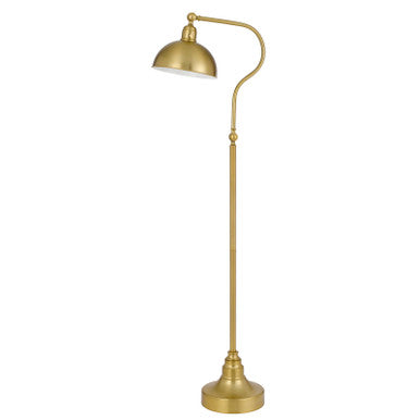 CAL Lighting Industrial adjustable metal downbridge floor lamp with half dome metal shade Antique Brass BO-3025FL-AB