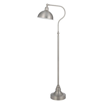 CAL Lighting Industrial adjustable metal downbridge floor lamp with half dome metal shade brushed Steel BO-3025FL-BS