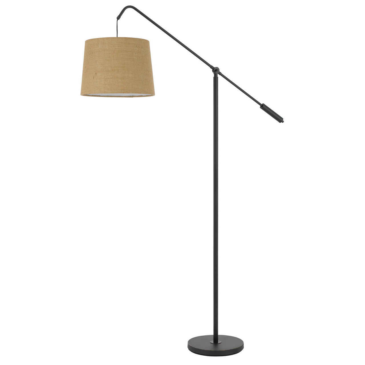 CAL Lighting Fishing Rod adjustable metal floor lamp with burlap shade Dark Bronze BO-3026FL-DB