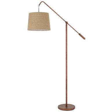 CAL Lighting Fishing Rod adjustable metal floor lamp with burlap shade Rust BO-3026FL-RU