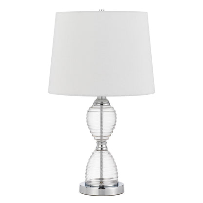 CAL Lighting Eden glass table lamp with taper drum hardback shade Glass BO-3027TB