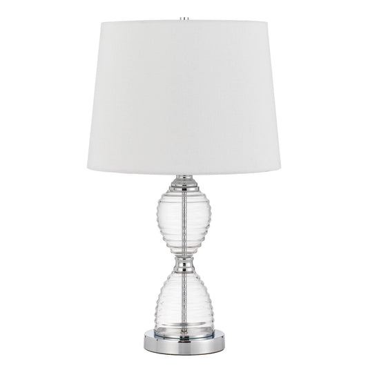 CAL Lighting Eden glass table lamp with taper drum hardback shade Glass BO-3027TB