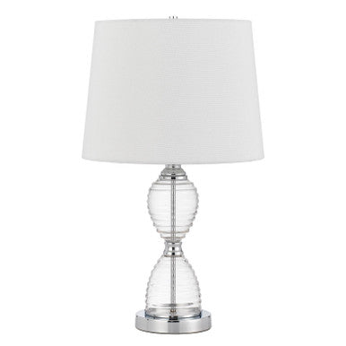 CAL Lighting Eden glass table lamp with taper drum hardback shade Glass BO-3027TB