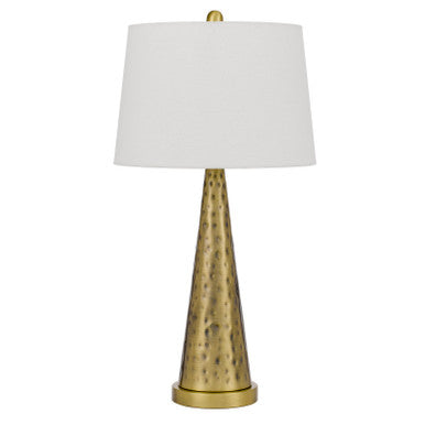 CAL Lighting Cusago metal table lamp with taper hardback drum shade Antique Brass BO-3033TB