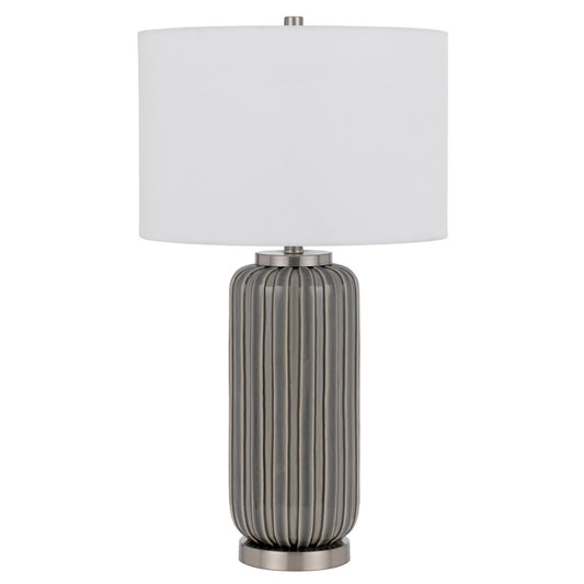 CAL Lighting Rodano ceramic table lamp with hardback drum shade Taupe BO-3034TB