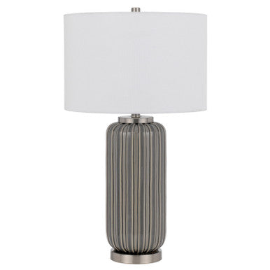 CAL Lighting Rodano ceramic table lamp with hardback drum shade Taupe BO-3034TB