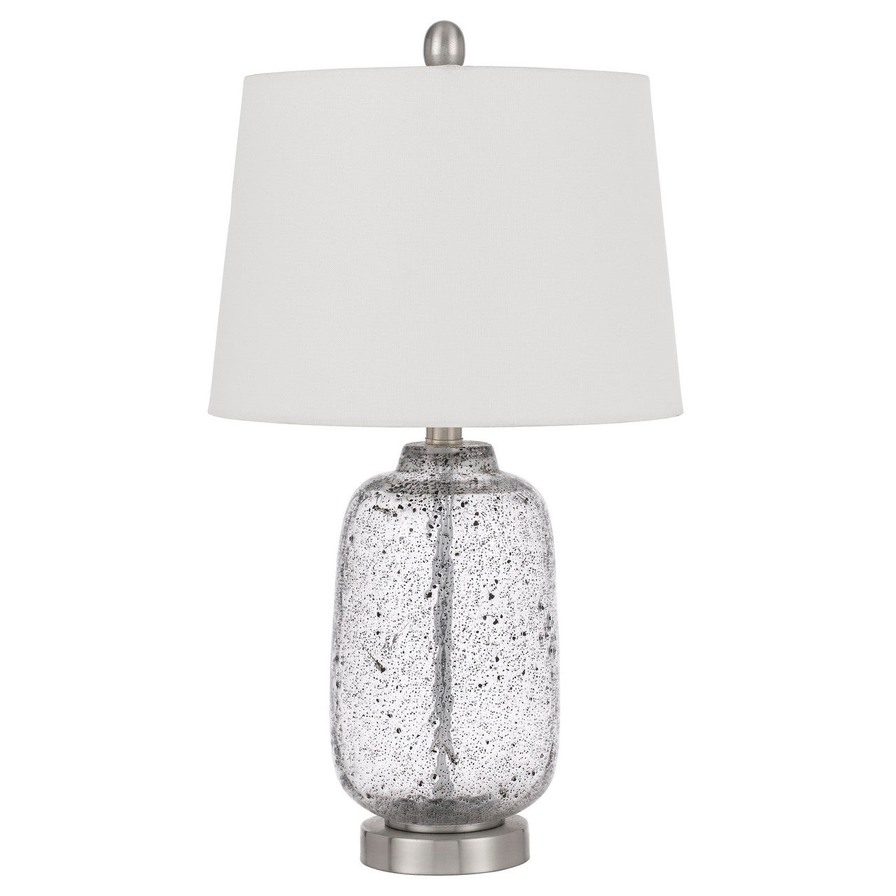 CAL Lighting Solaro distressed glass table lamp with hardback taper drum shade Brushed Steel/Glass BO-3037TB