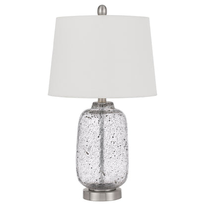 CAL Lighting Solaro distressed glass table lamp with hardback taper drum shade Brushed Steel/Glass BO-3037TB