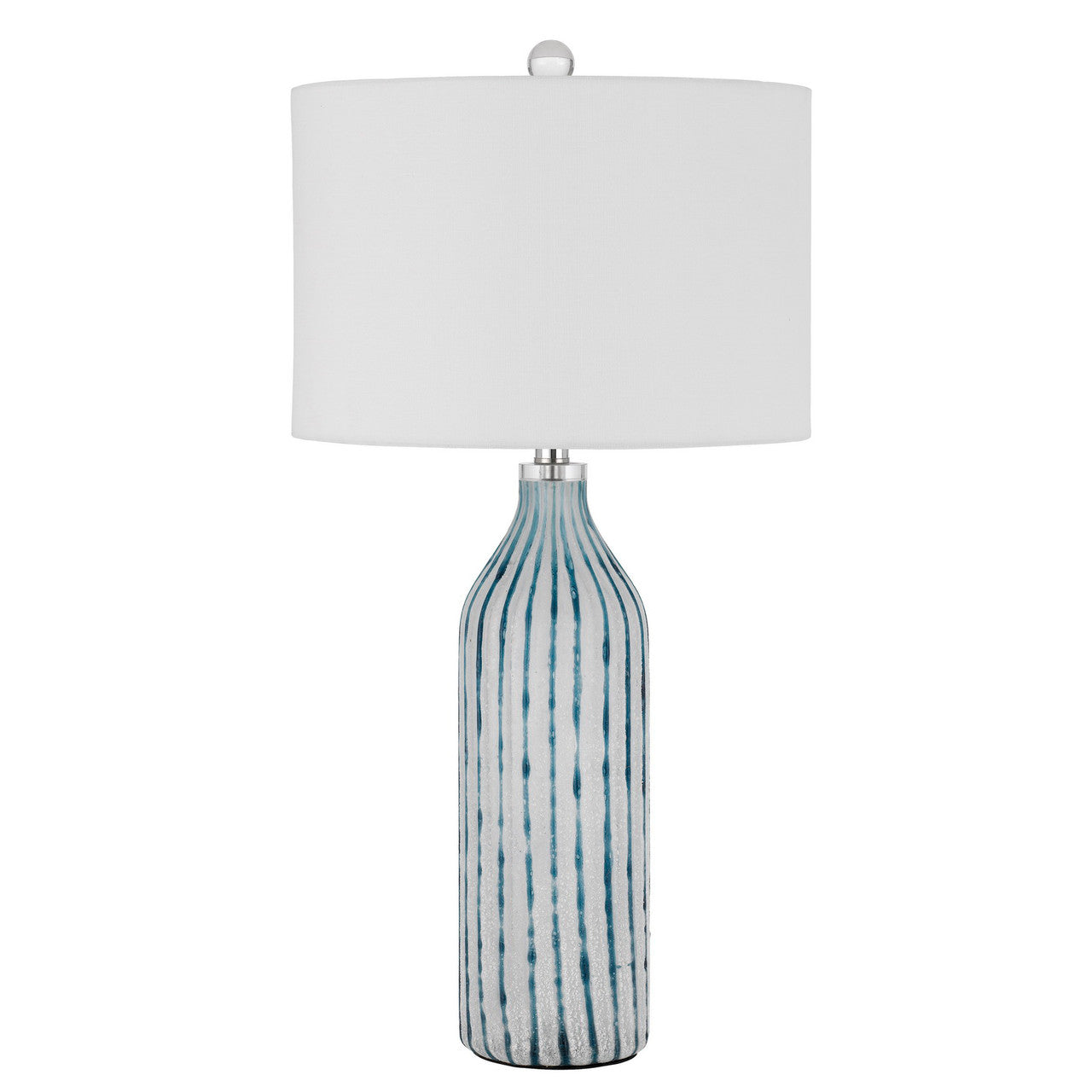 CAL Lighting Inveruno glass table lamp with hardback drum shade Aqua Grey BO-3042TB